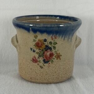 Chippendale by Monroe Salt Works Ceramic Small Canister (no lid) Blue Rim Floral